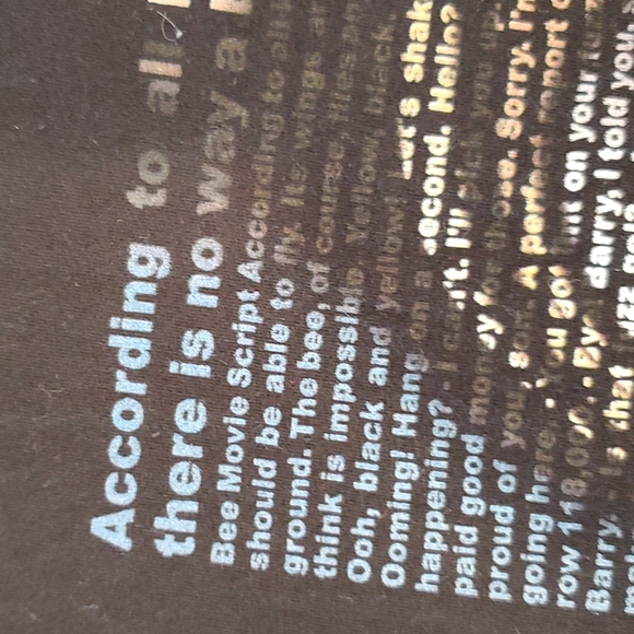 BEE MOVIE script screenplay book on shirt black  short sleeve Lrg. lithograph - Picture 3 of 6
